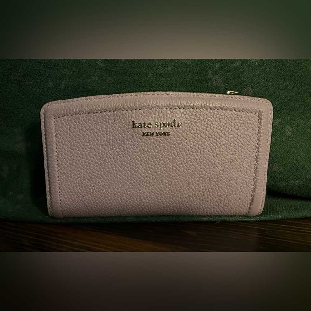 Kate Spade Lavender Knott Slim Pebbled Leather wallet